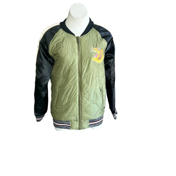 Maison Scotch Quilted Embroidered Army Bomber Jacket Size 2 = Medium - Picture 2 of 14